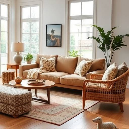 Cozy living room with a DreamWeave sectional sofa and armchair
