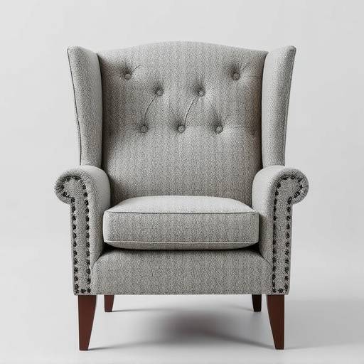 Wingback armchair with a classic design in a textured grey fabric